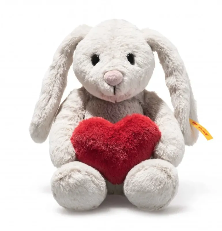 Peluche lapin Hoppie Love avec cœur - 16 cm