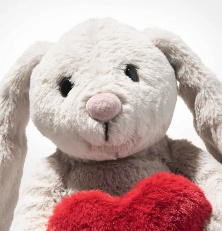 Peluche lapin Hoppie Love avec cœur - 16 cm
