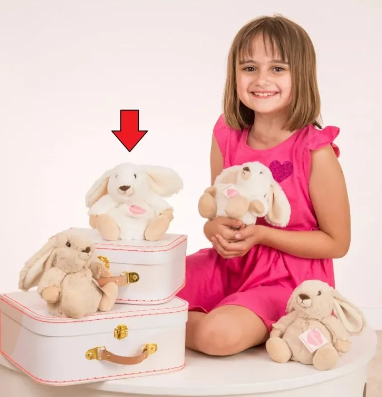 Peluche lapin Poppi blanc - 15 cm