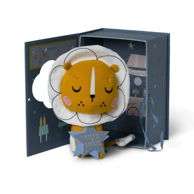 Peluche Lion dans boîte cadeau