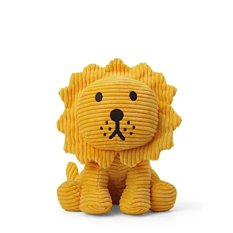 Peluche lion en velours côtelé - 24 cm