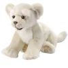 Peluche lionceau blanc couché - 32 cm