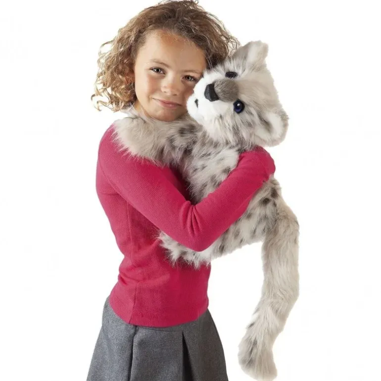 Peluche marionnette bébé panthère des neiges