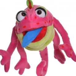 Peluche marionnette Caméléon rose
