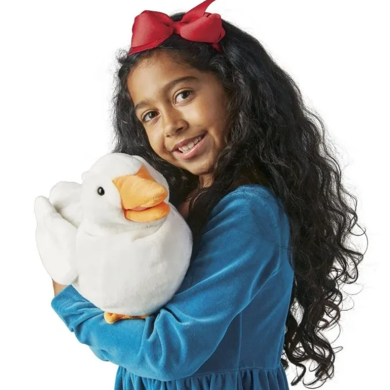 Peluche marionnette canard blanc