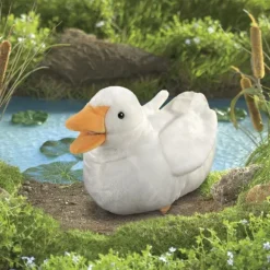 Peluche marionnette canard blanc
