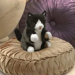 Peluche marionnette Chaton noir et blanc