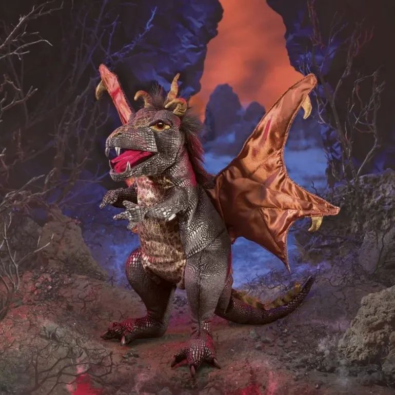 Peluche marionnette Dragon noir