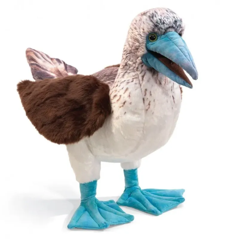 Peluche marionnette fou à pieds bleus