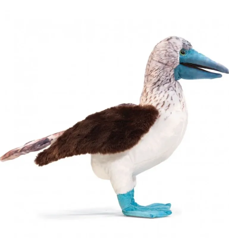 Peluche marionnette fou à pieds bleus