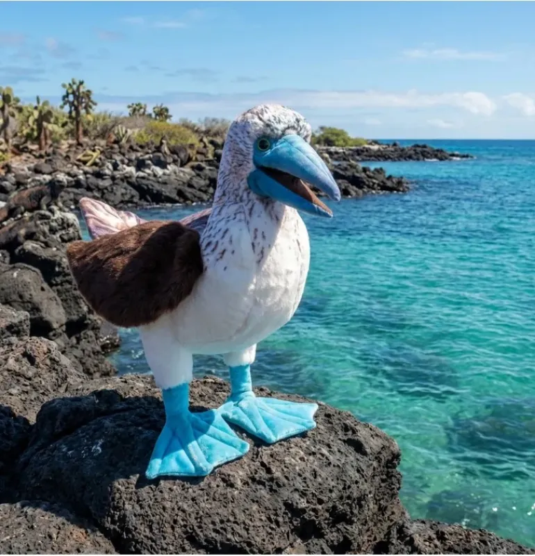 Peluche marionnette fou à pieds bleus
