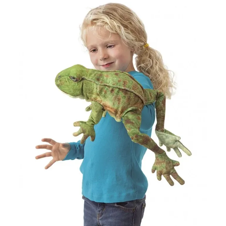 Peluche marionnette Grenouille sauteuse