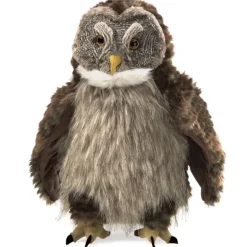 Peluche marionnette Hibou avec effet Hou hou