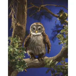 Peluche marionnette Hibou avec effet Hou hou