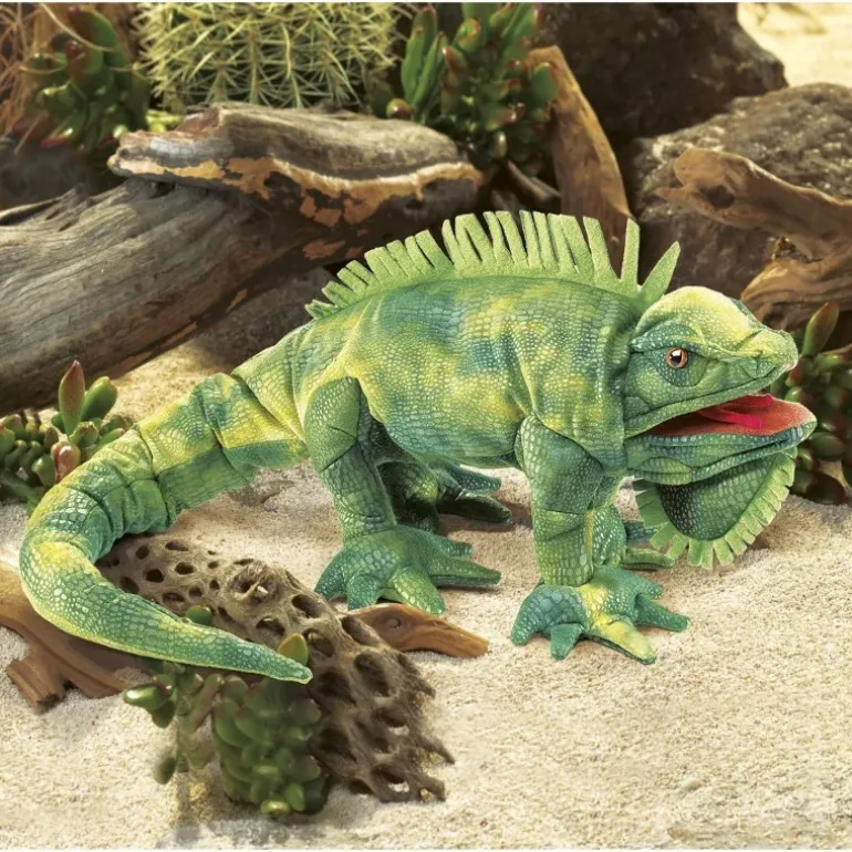 Peluche marionnette iguane