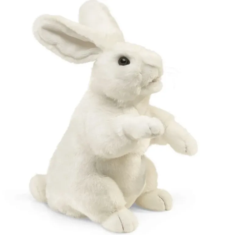 Peluche marionnette Lapin blanc debout