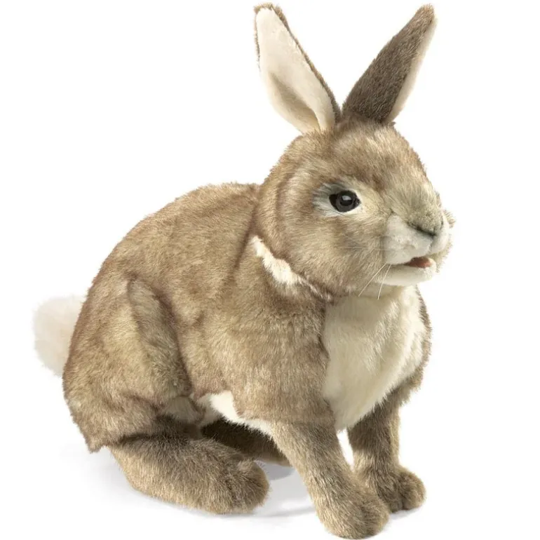 Peluche marionnette Lapin à queue blanche