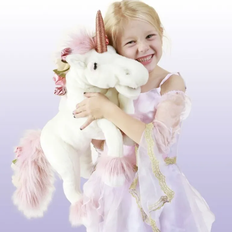Peluche marionnette Licorne