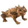 Peluche marionnette lézard cornu