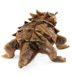 Peluche marionnette lézard cornu