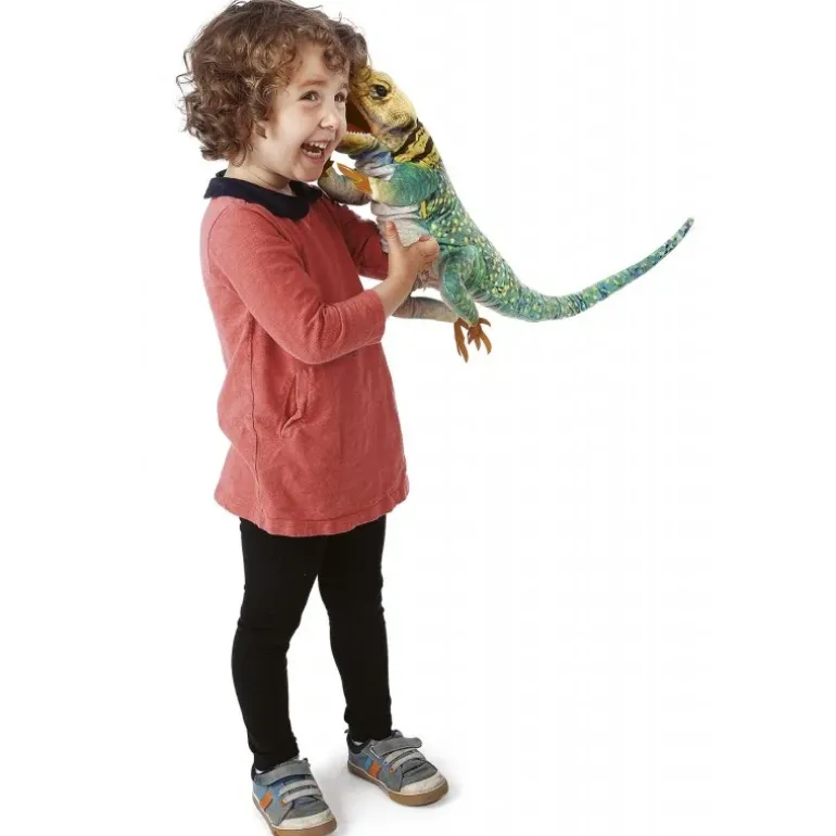 Peluche marionnette Lézard à collier