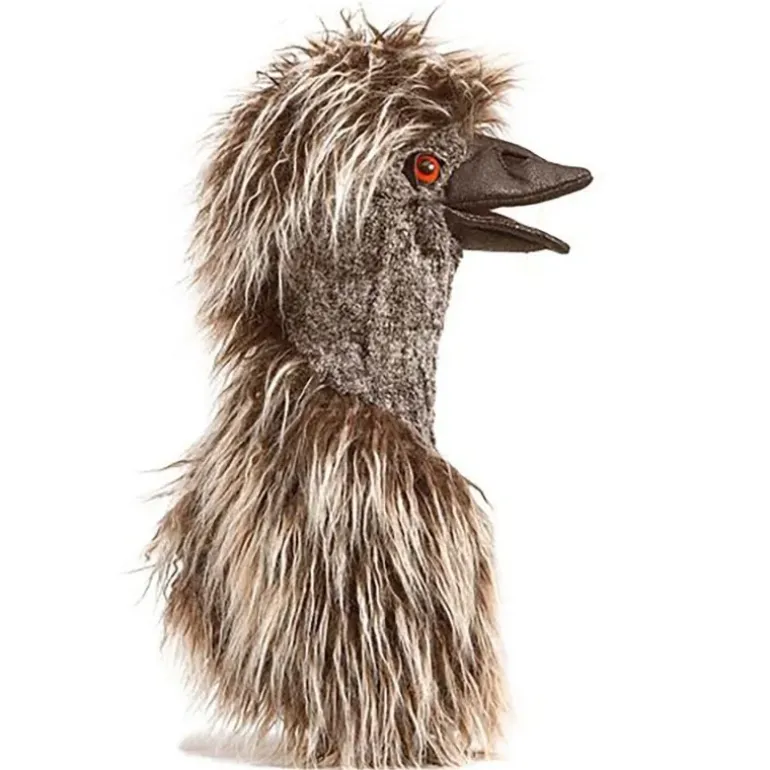 Peluche marionnette émeu