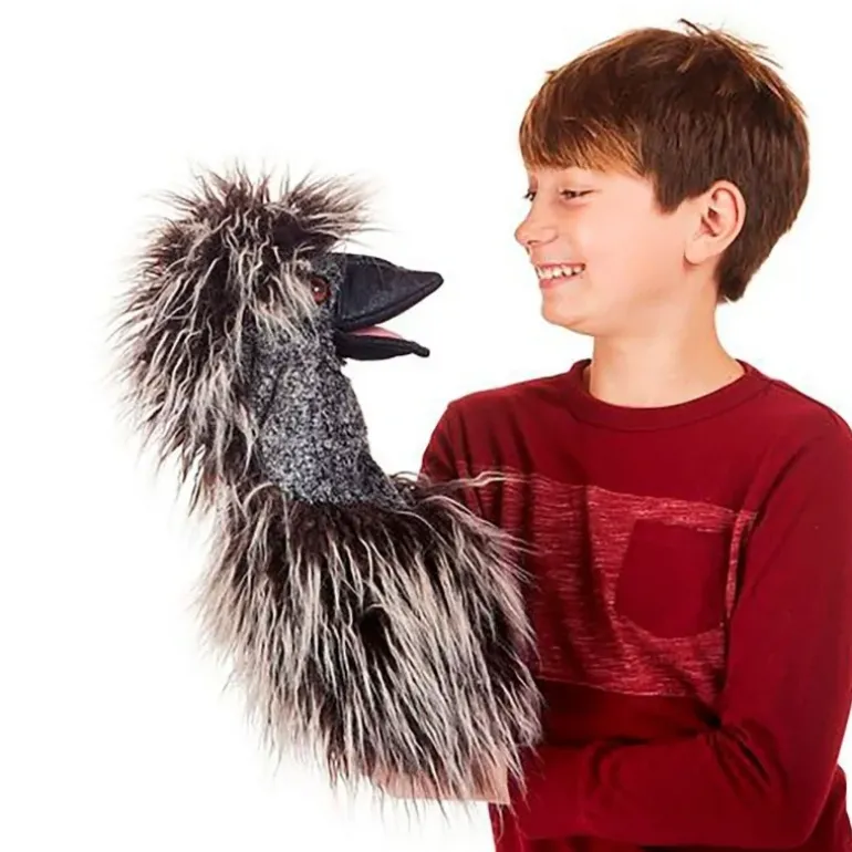 Peluche marionnette émeu