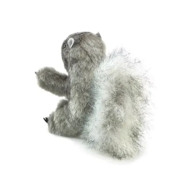 Peluche marionnette Mini écureuil gris
