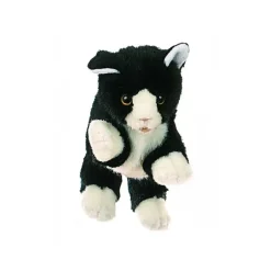 Peluche marionnette petit chat noir et blanc