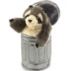 Peluche marionnette raton laveur dans une poubelle