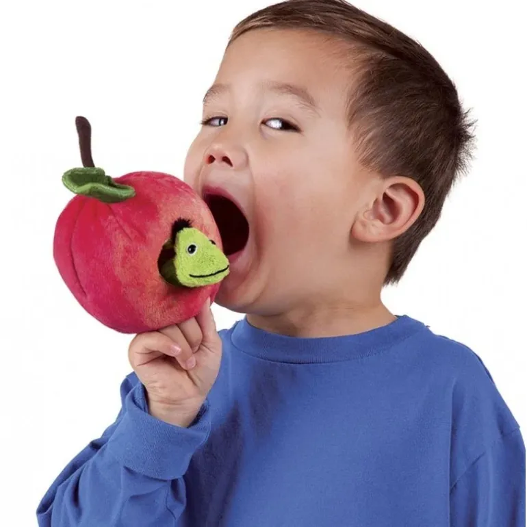 Peluche marionnette Ver dans la pomme