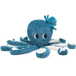 Peluche pieuvre maman bébé Filou bleue