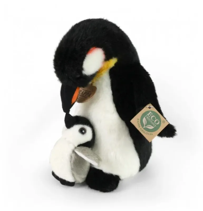 Peluche pingouin avec bébé - 22 cm