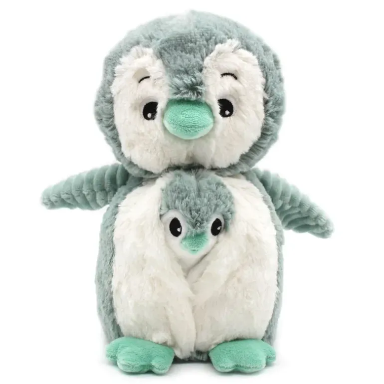 Peluche pingouin Iglou maman et son bébé menthe