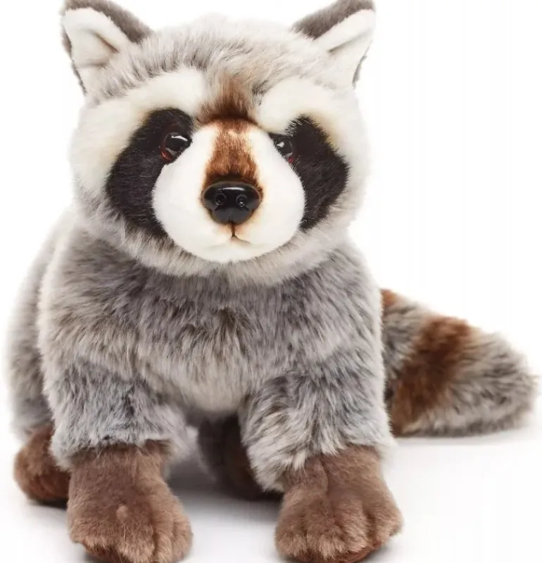 Peluche raton laveur assis - 25 cm