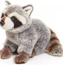 Peluche raton laveur assis - 25 cm