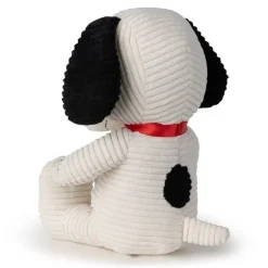 Peluche Snoopy assis en velours côtelé crème dans boîte cadeau - 27 cm