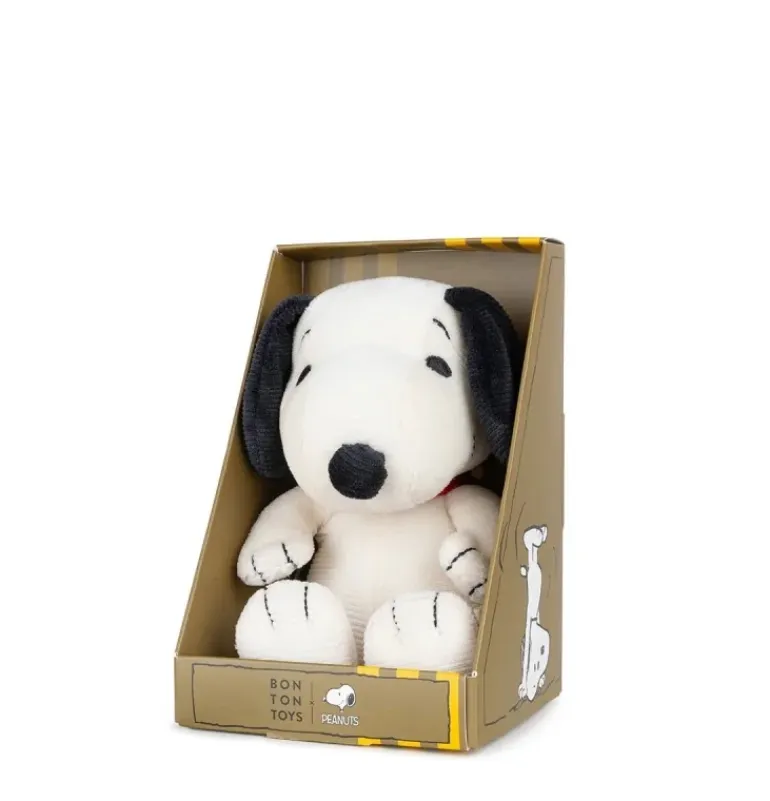 Peluche Snoopy en velours côtelé dans boite cadeau - 17 cm