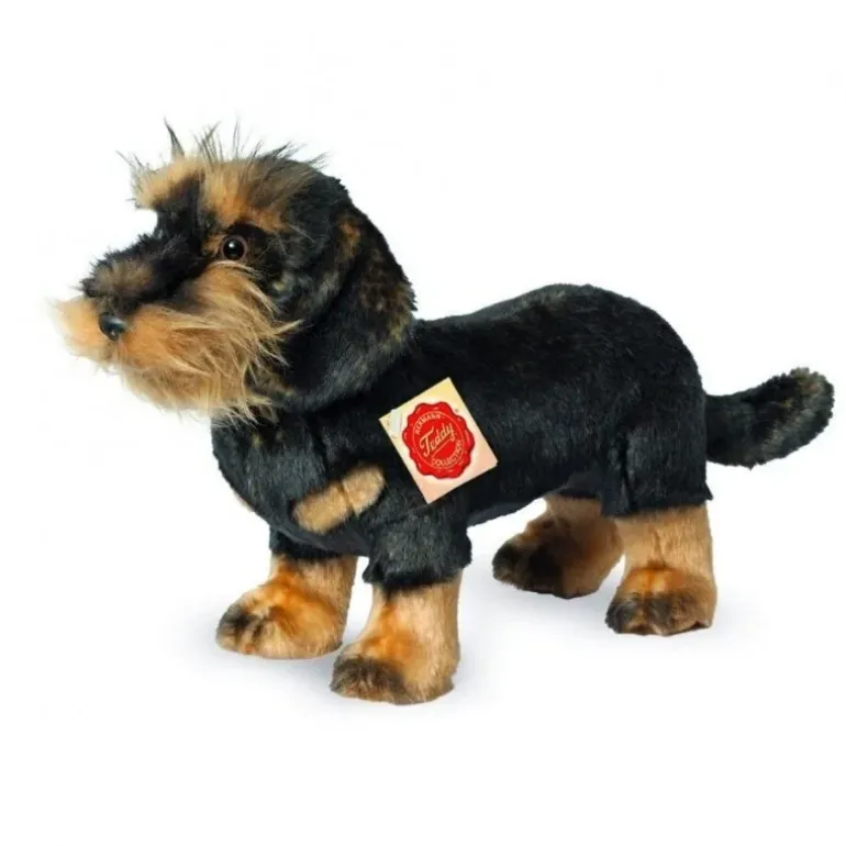Peluche teckel à poil dur - 28 cm