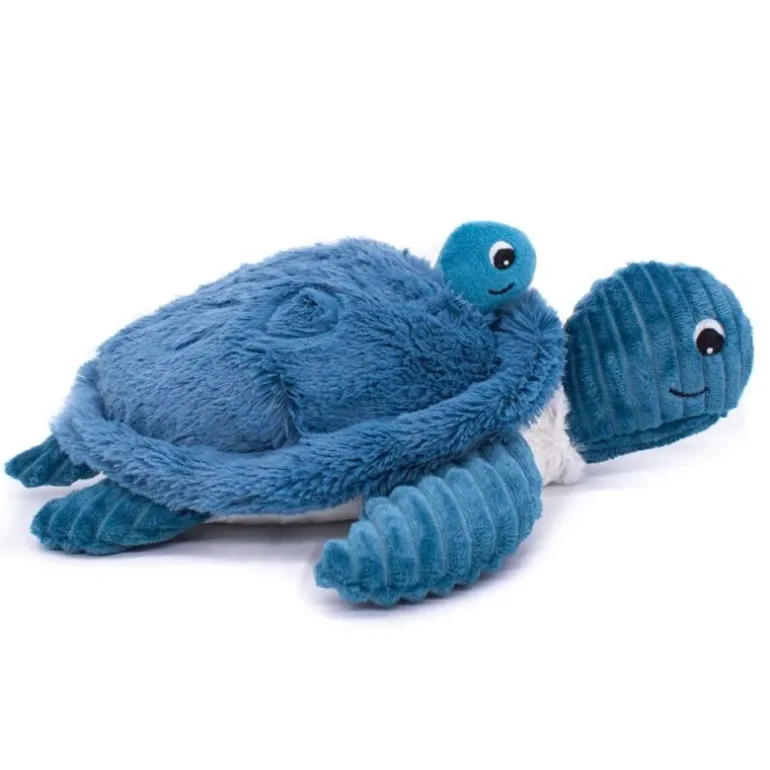 Peluche tortue maman bébé Sauvenou bleue