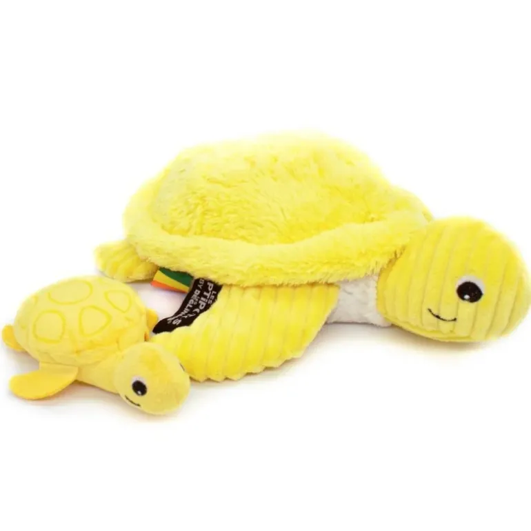 Peluche tortue maman bébé Sauvenou jaune