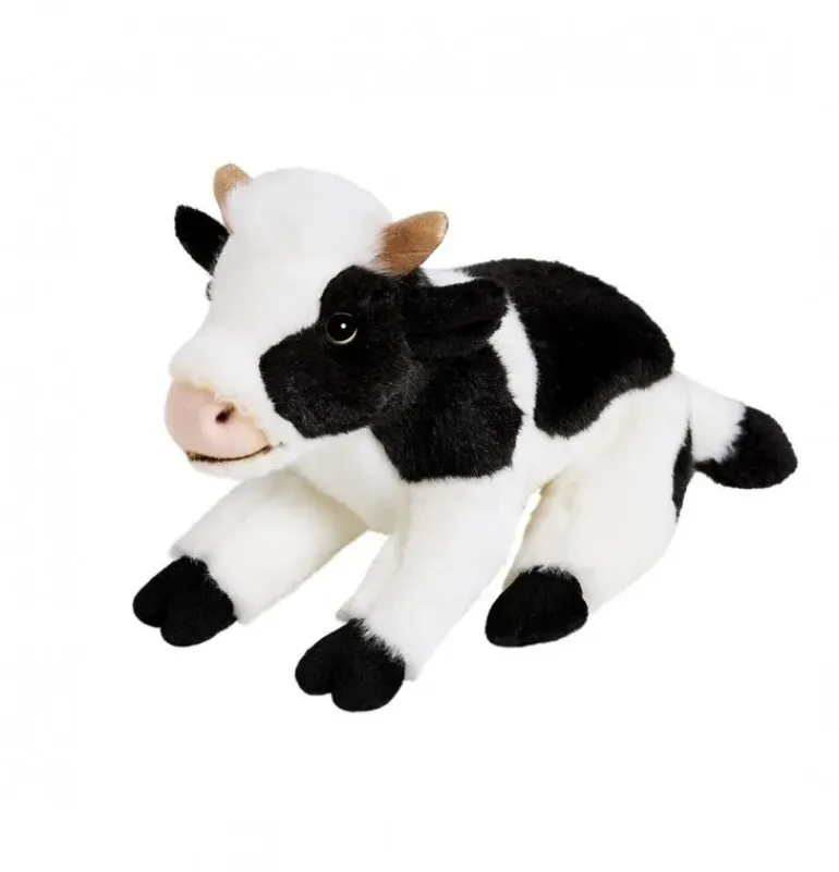 Peluche vache noire et blanche - 26 cm
