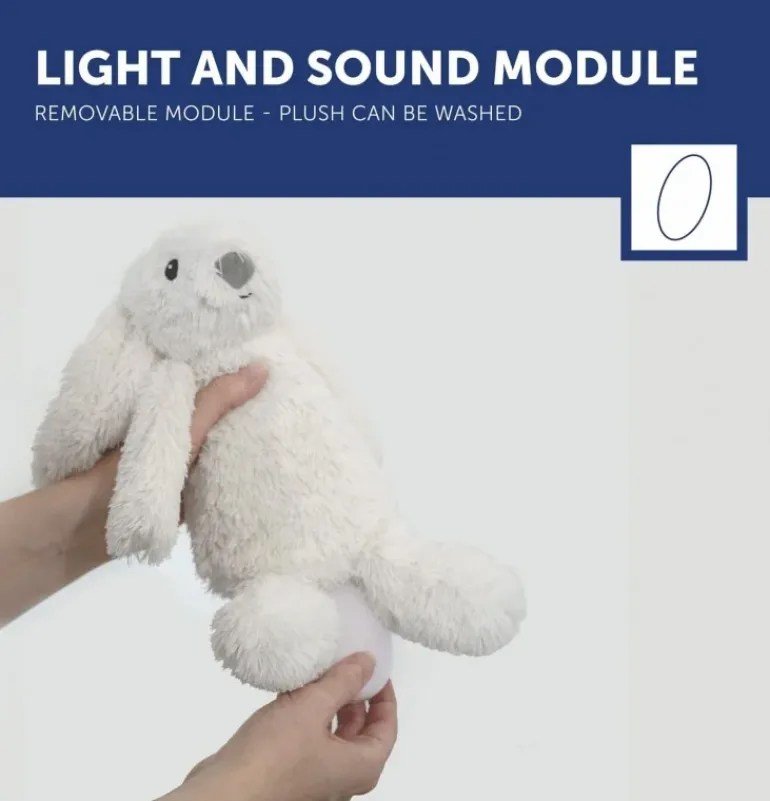 Peluche veilleuse bruit blanc RO le lapin blanc