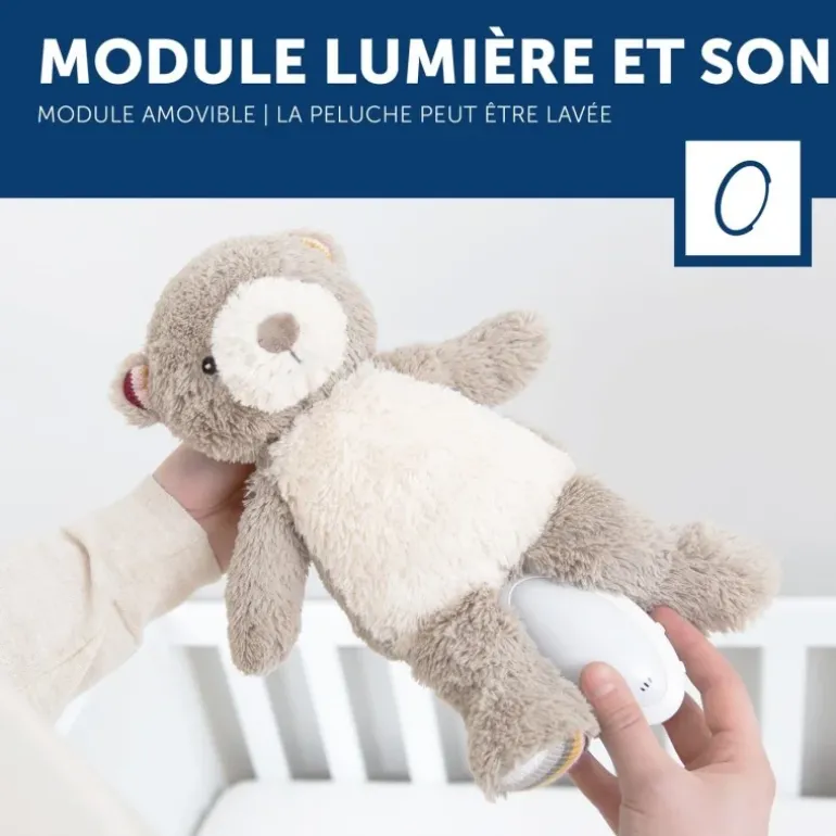 Peluche veilleuse bruit blanc Bruno l'ours