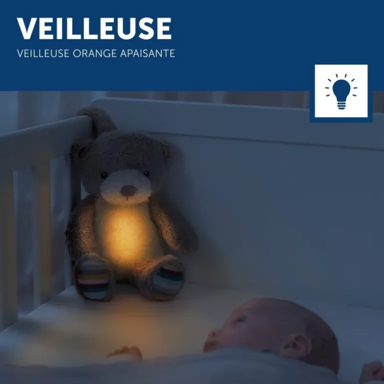 Peluche veilleuse bruit blanc Bruno l'ours