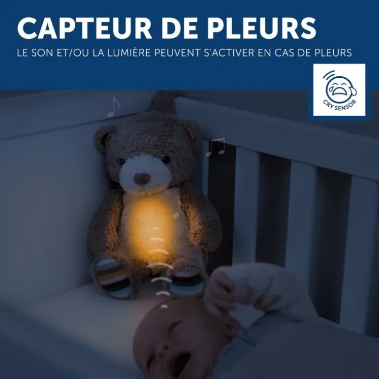 Peluche veilleuse bruit blanc Bruno l'ours