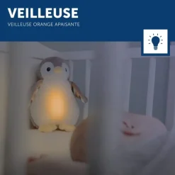 Peluche veilleuse bruit blanc Phoebe le pingouin