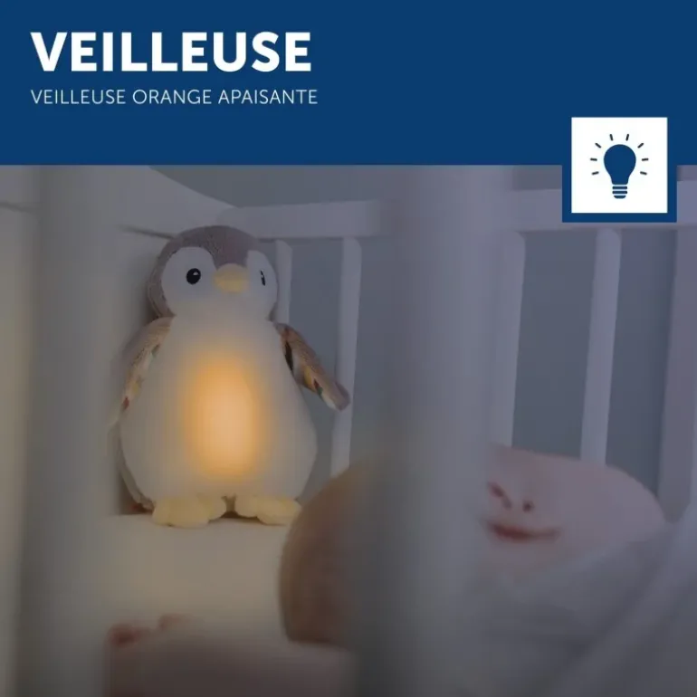 Peluche veilleuse bruit blanc Phoebe le pingouin