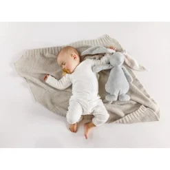 Peluche veilleuse Lapin magique Moonie gris/rose avec son & lumière