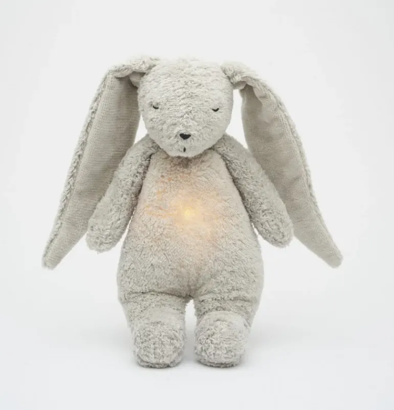 Peluche veilleuse lapin nature bio - gris